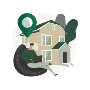 Man relaxing next to house illustration