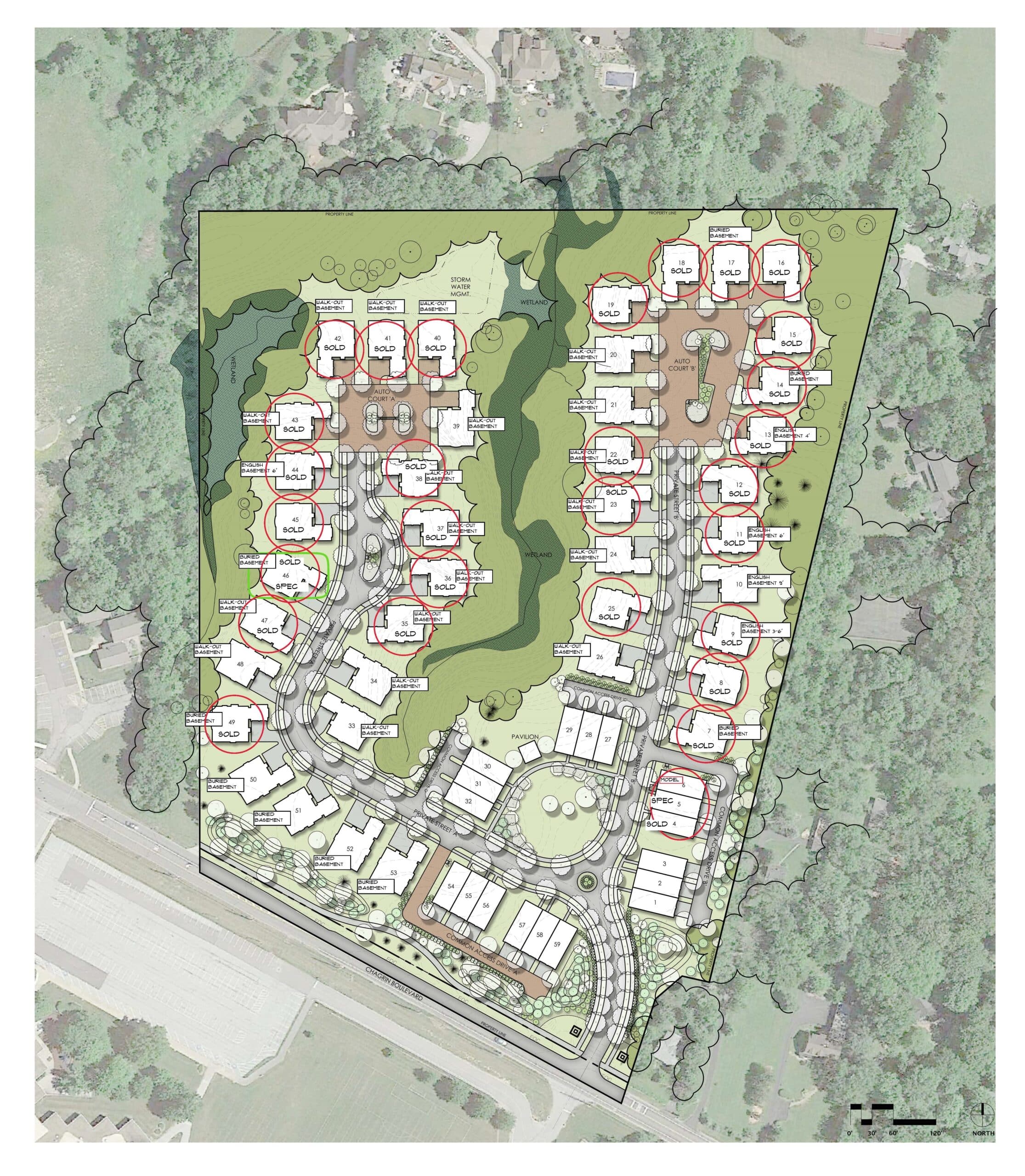 MC - Lot Map with Solds Basement Info 2 Moreland Commons community map